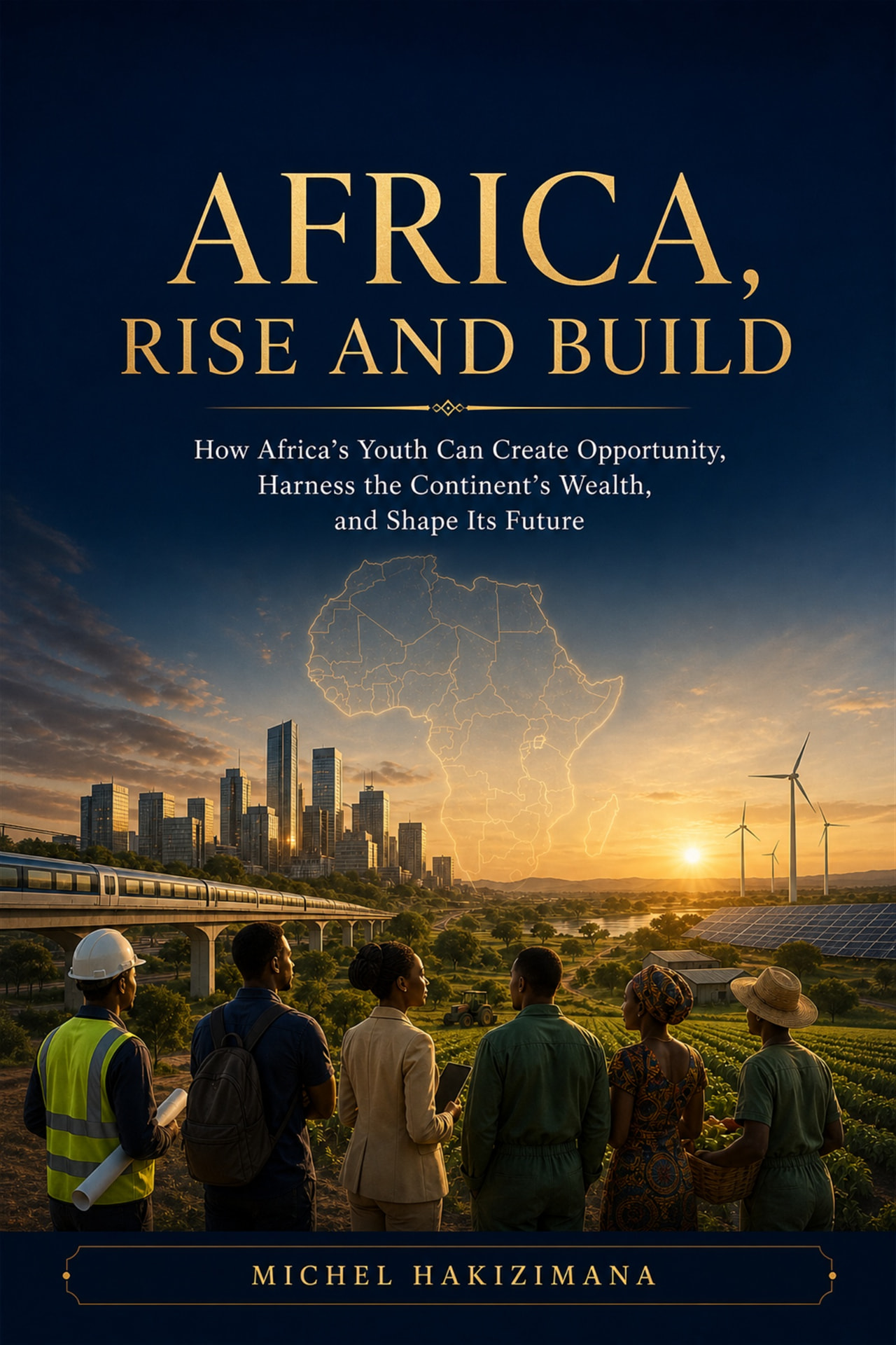 Africa, Rise and Build by Michel Hakizimana — book cover.